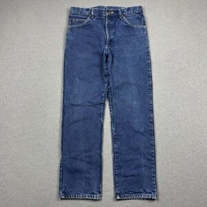 Vintage LL Bean Fleece Linen Jeans Mens 34x32 Blue Straight Leg Made In USA